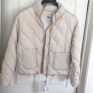 Zara Women's Cream Quilted Jacket